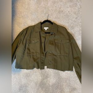 Army Green Cropped Jacket Topshop, M